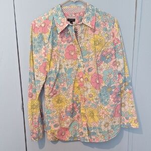 Talbots Pastel Floral Striped Shirt